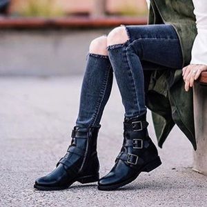 Frye Natalie Triple Buckle Combat Boots 7.5